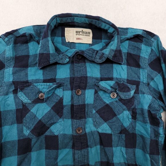 Urban Pipeline Gingham Flannel Button Up Shirt Mens Size Small S Green Black - Picture 1 of 10